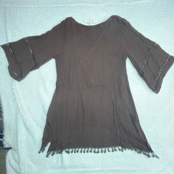 Women’s XL Brown “Paisley Vine Tunic Top - Picture 2 of 15